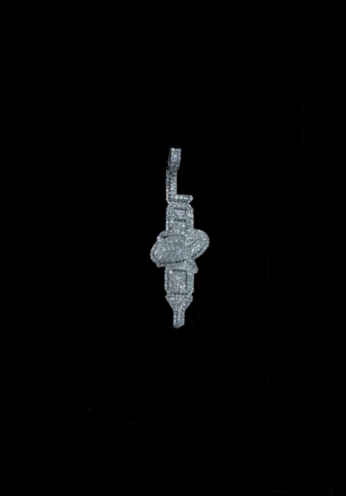 FI custom personalized name pendant in two-tone sterling silver and white gold finish — made to order
